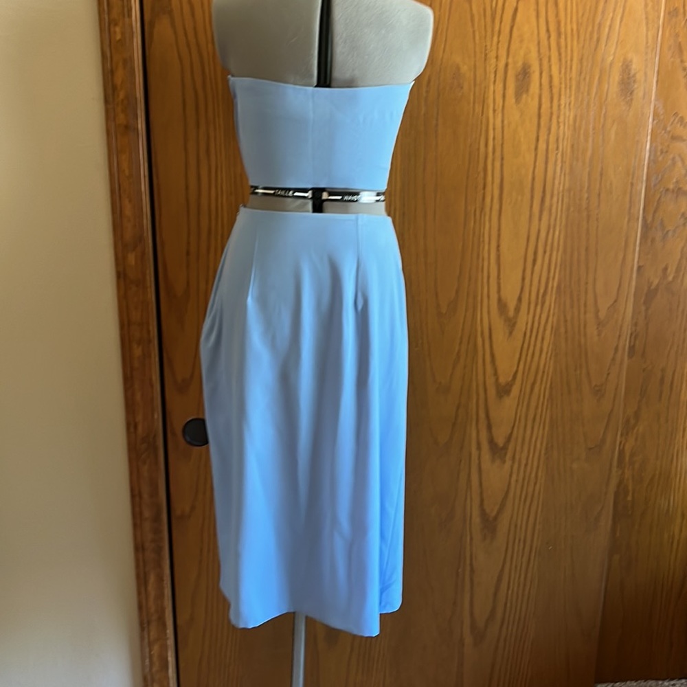 Blue Two Piece Skirt Crop Top Set S - Picture 2 of 5